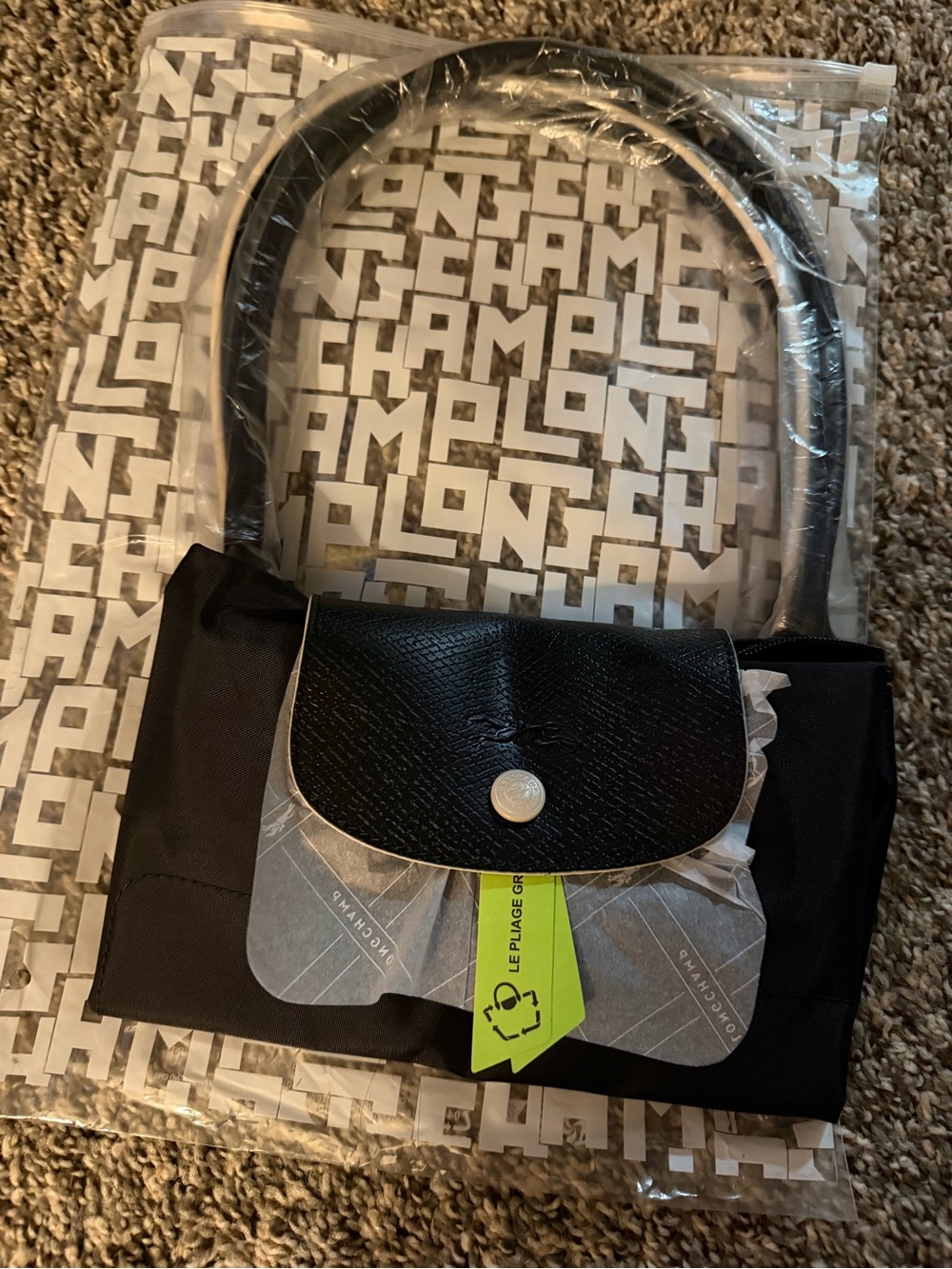 Longchamp Black Nylon Tote with Leather Trim and Silver Logo - Picture 10 of 10